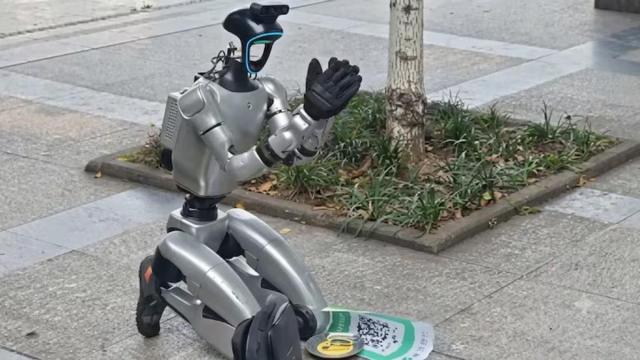 Imagen de uno de los robots mendigos visto en China