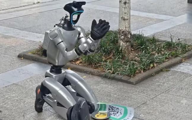 Imagen de uno de los robots mendigos visto en China