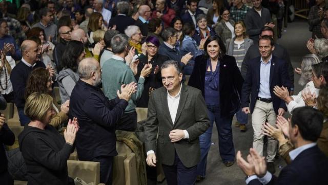 El presidente del EBB, Aitor Esteban, en la IX Asamblea General del PNV celebrada en el Palacio Europa de Gasteiz.