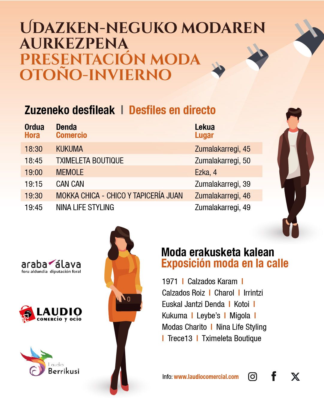 Horarios de los desfiles que presentarán la moda otoño-invierno en Laudio