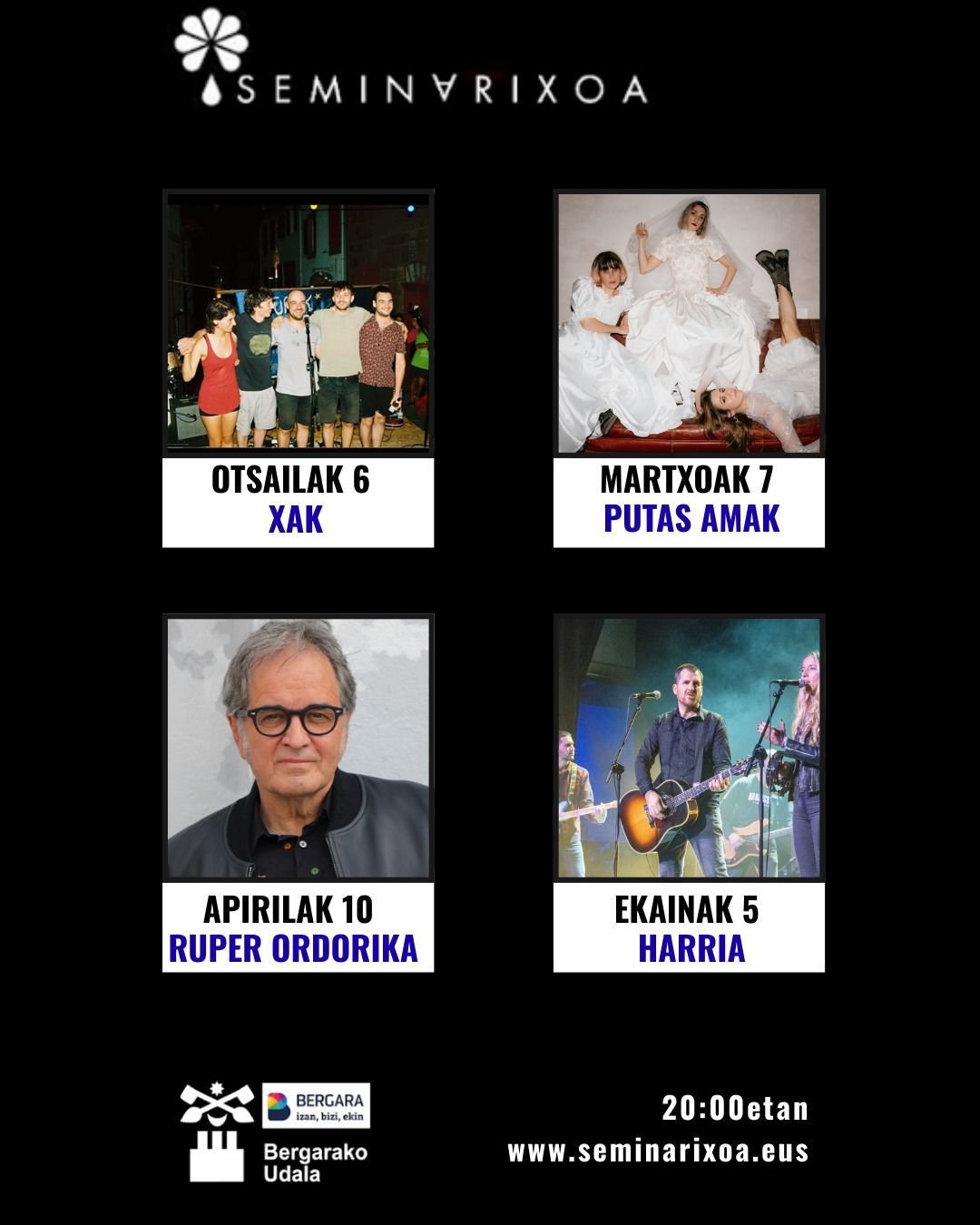 Cartel que anuncia los conciertos hasta junio.