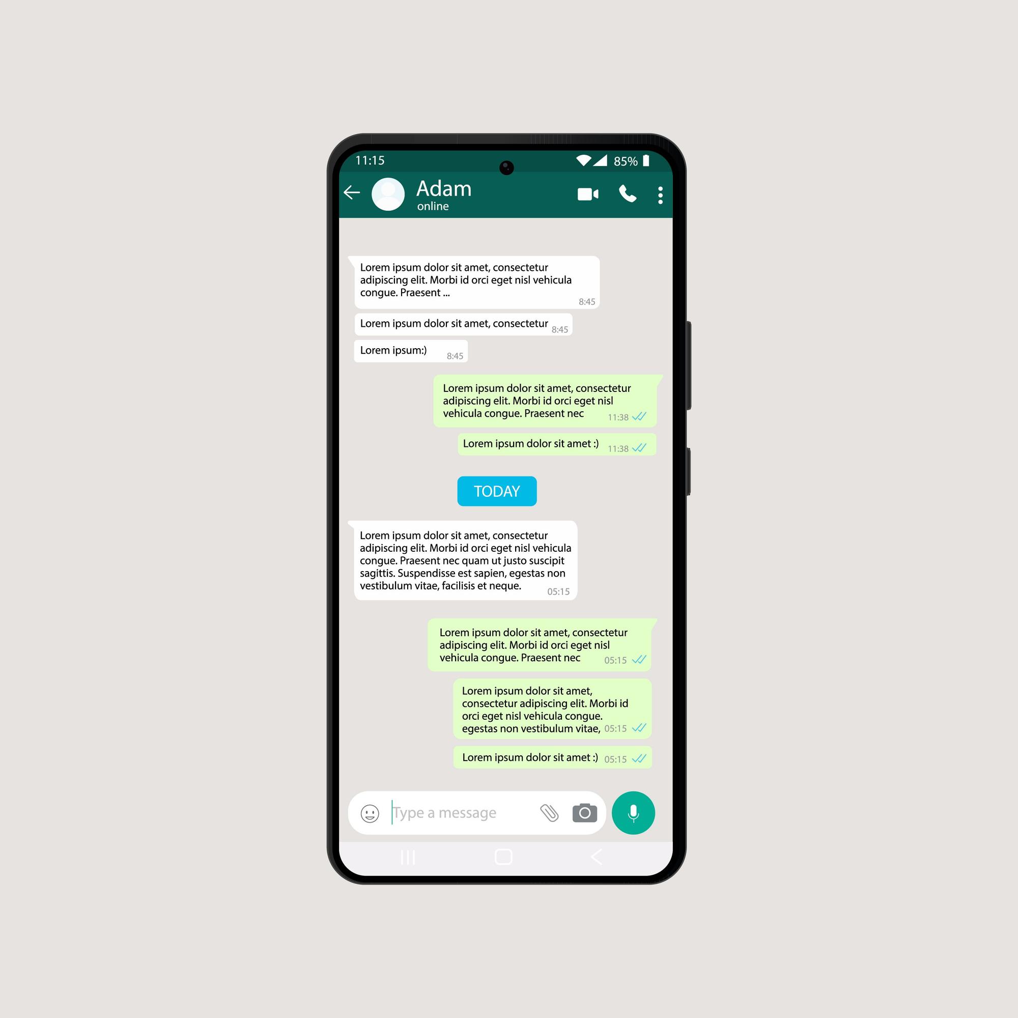Conversación de WhatsApp en un teléfono móvil.