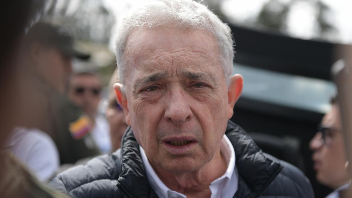 Former Colombian president Avaro Uribe Velez takes part during a rally were the former president and the presidential candidate participated with supporters as part of their campaign in the Colombia-Ecuador border town of Ipiales on April 16, 2026.