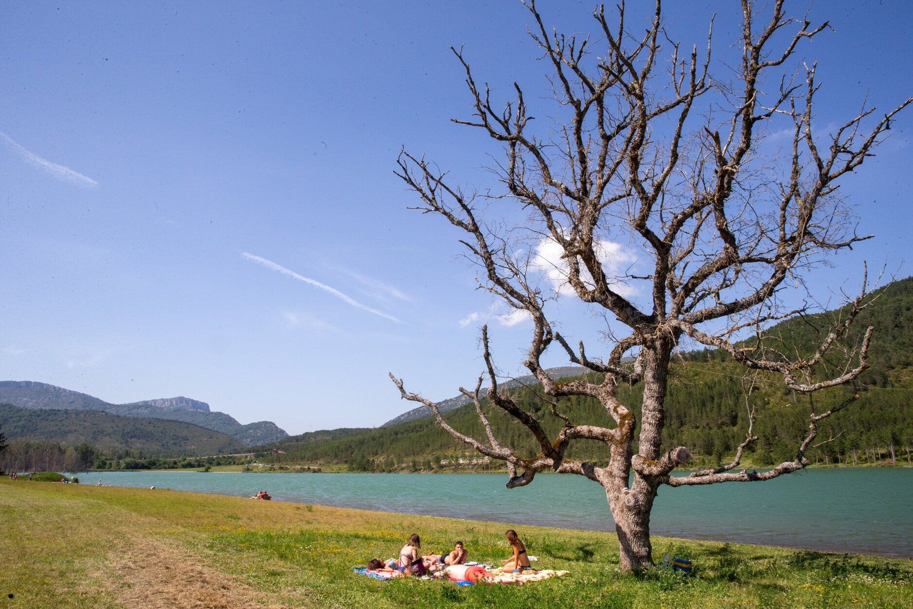 Zona de baño en el embalse de cola de Itoiz.