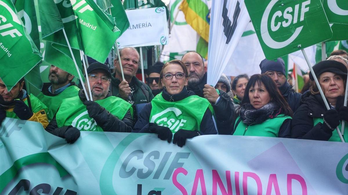 Imagen de archivo de una manifestación de CSIF frente a la sede de Muface en Madrid.