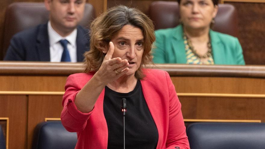 La vicepresidenta tercera y ministra para la Transición Ecológica y el Reto Demográfico, Teresa Ribera, interviene durante una sesión de control, en el Congreso de los Diputados.