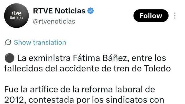 RTVE borra su mensaje sobre la muerte de Fátima Báñez y reconoce que "no procedía".