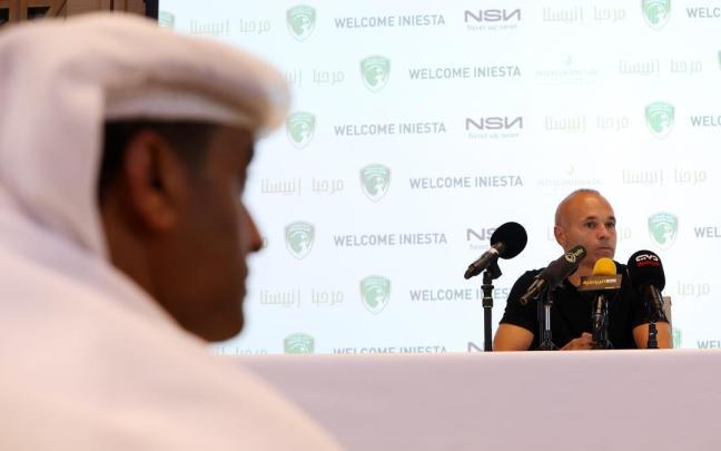 Andrés Iniesta, durante una rueda de prensa.