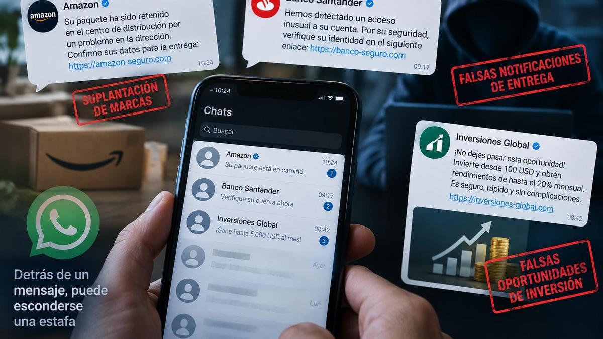 Los intentos de estafa a través de apps de mensajería adoptan diferentes formas