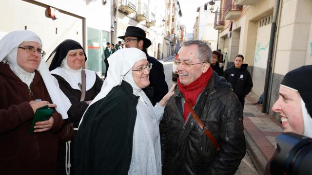 Varias monjas a su salida de los juzgados en Belorado.