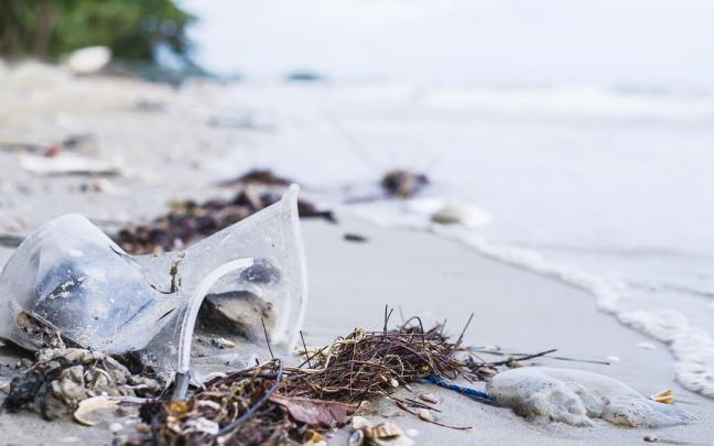 Imagen de contaminación marítima en una orilla