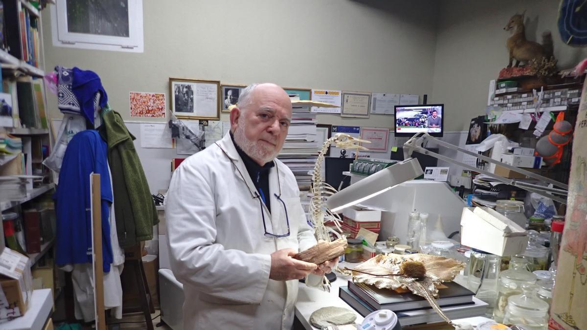 Enrique Huerta en el laboratorio de Hontza Museoa
