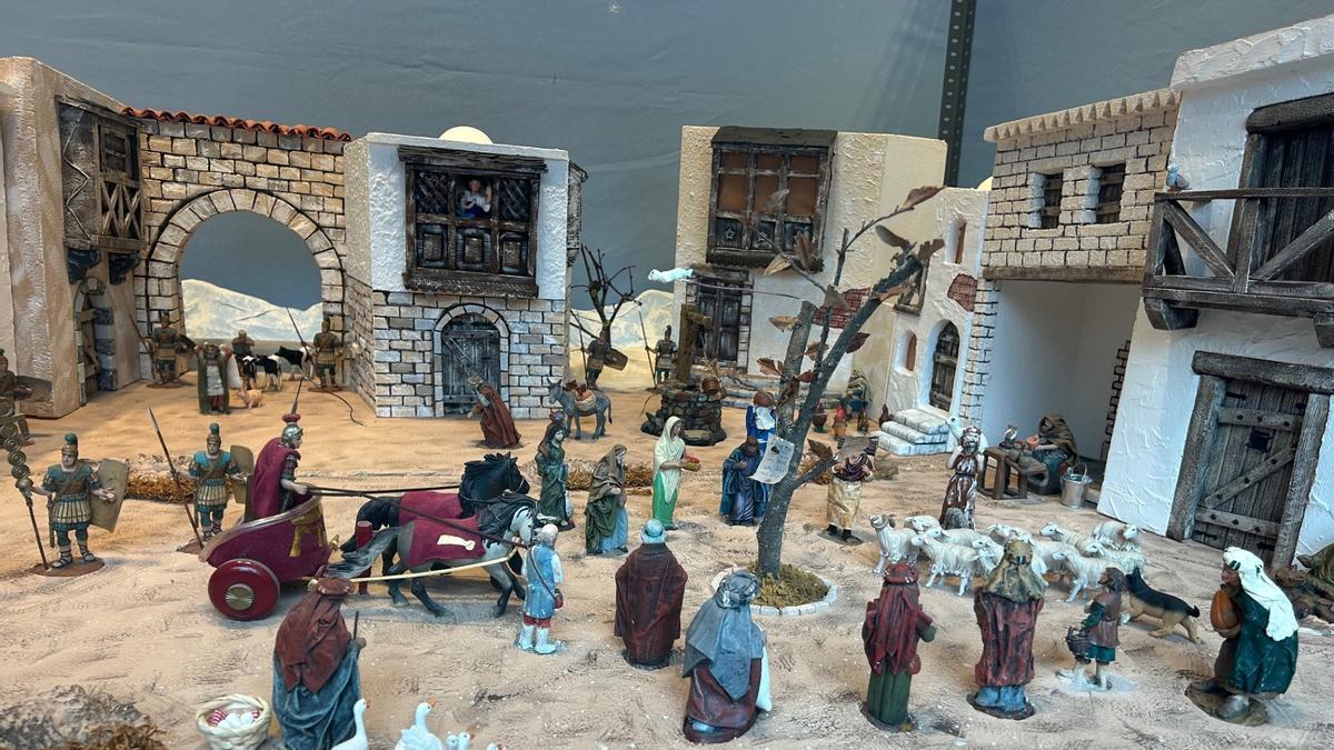 Belén que puede verse en la panadería del casco viejo de Durango