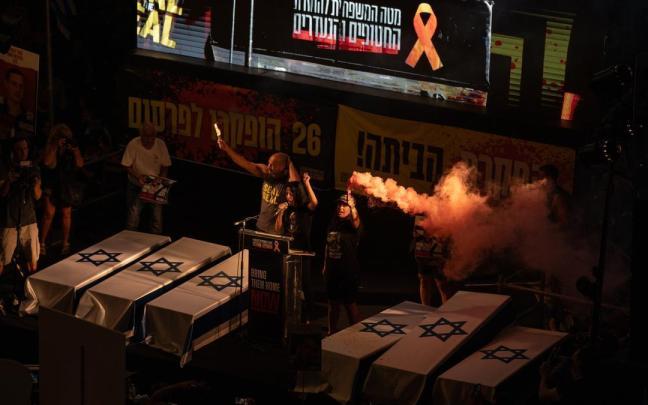Manifestación en Israel para presionar al Gobierno sobre su estrategia con los rehenes. / EP Manifestación en Israel para presionar al Gobierno sobre su estrategia con los rehenes.