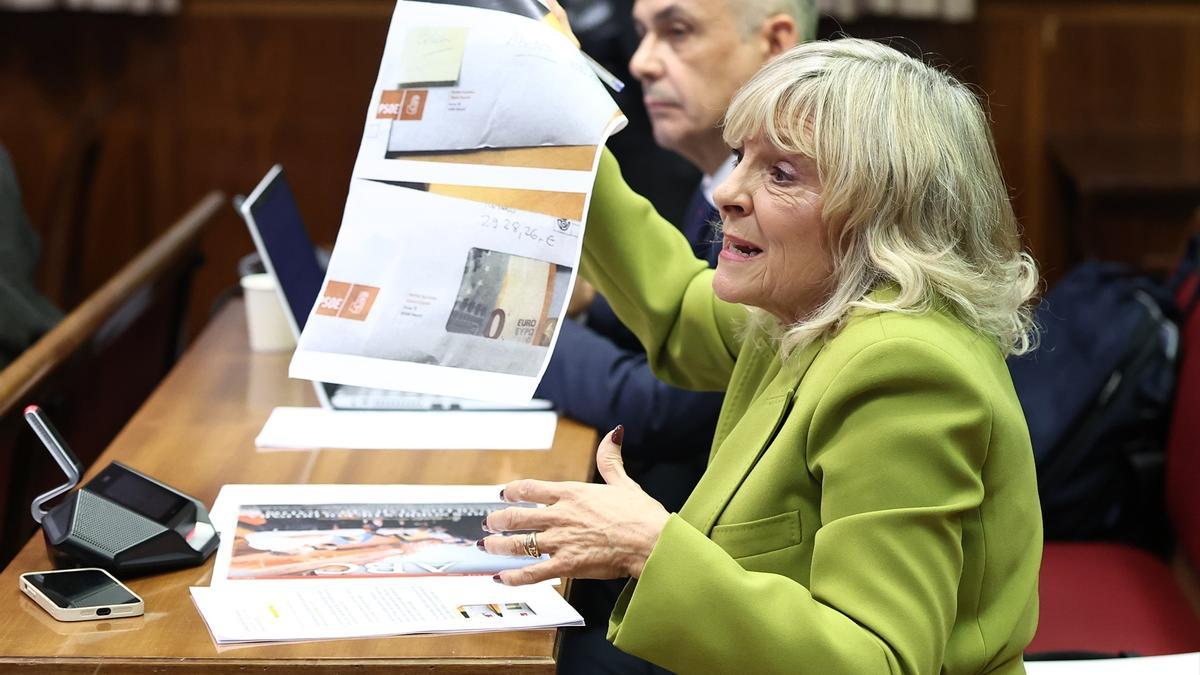 La senadora María Mar Caballero Martínez durante la Comisión de Investigación sobre el 'caso Koldo'.