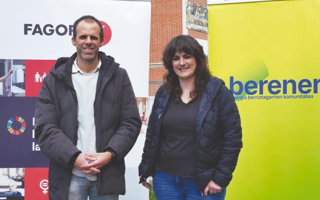 Aritz Otxandiano, responsable de Sostenibilidad de Fagor, y Arianne Kareaga, presidenta de Berener. / Grupo Fagor. Aritz Otxandiano, responsable de Sostenibilidad de Fagor, y Arianne Kareaga, presidenta de Berener.