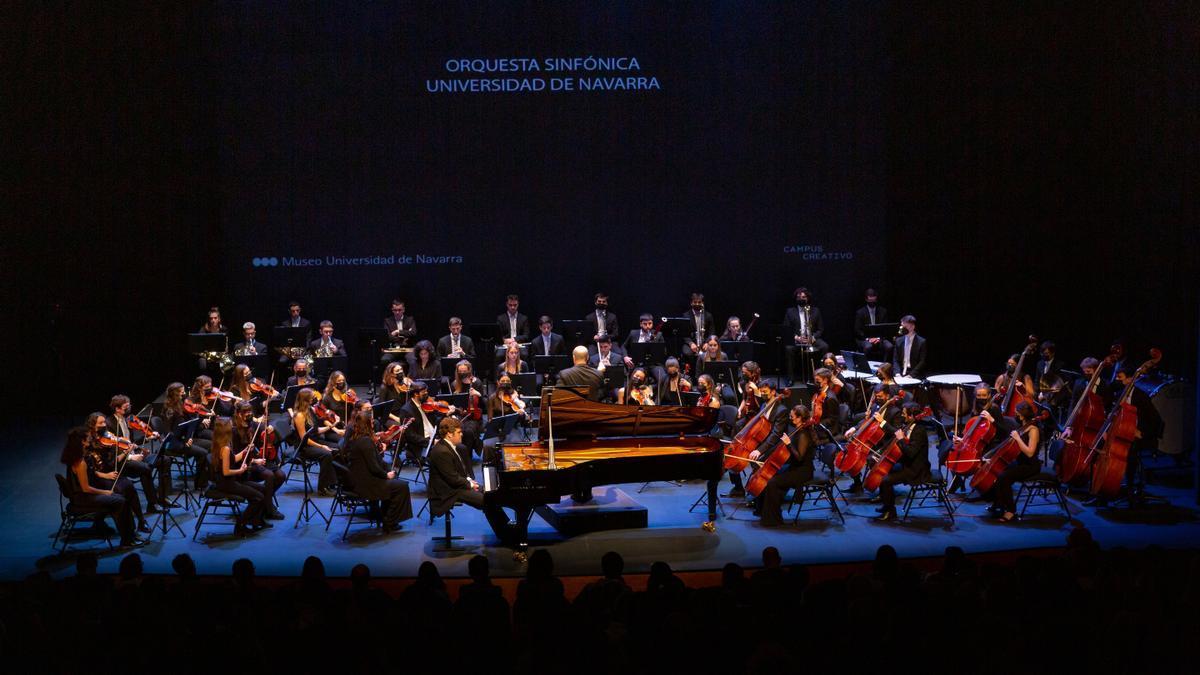 La Orquesta Sinfónica de la Universidad de Navarra, durante uno de sus conciertos