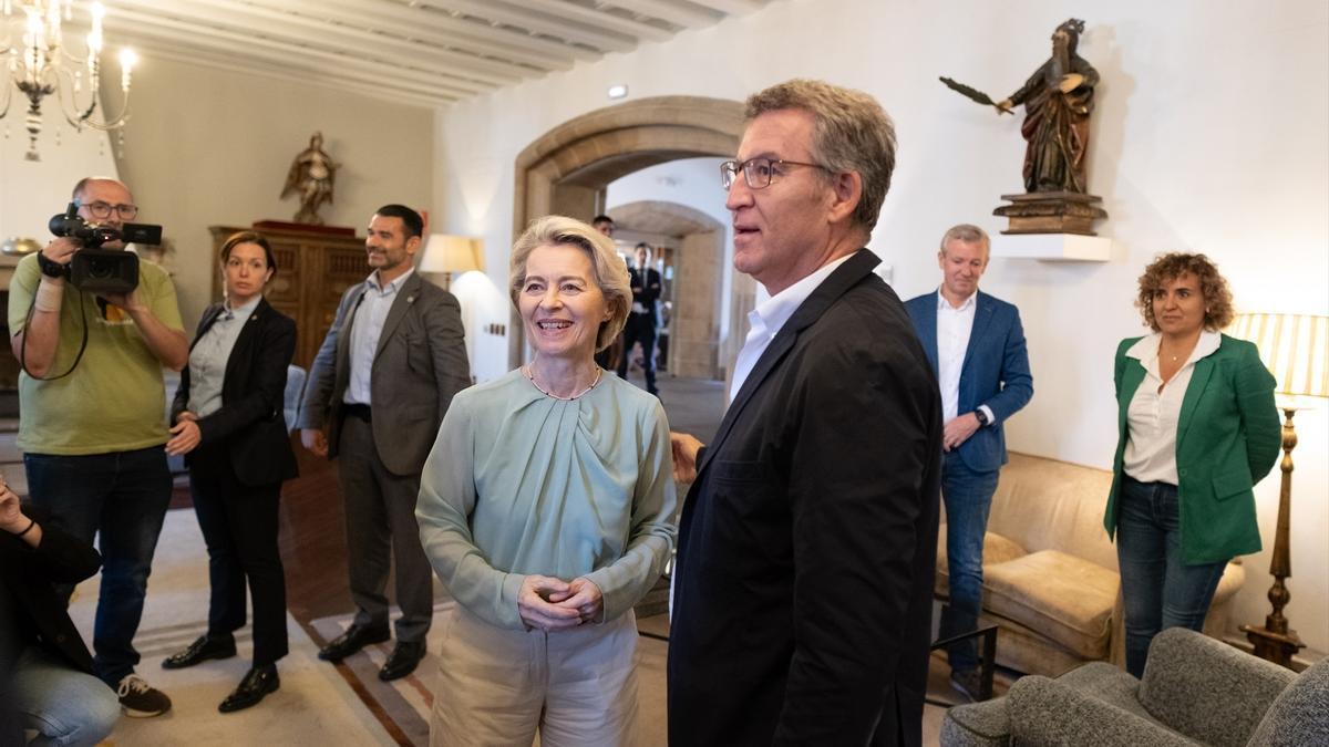 Von der Leyen y Feijóo se reúnen en Santiago para hablar de la amnistía.