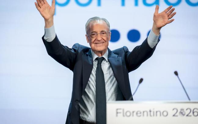 El presidente del Real Madrid Florentino Pérez, durante su campaña electoral.