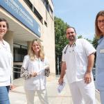 Saioa García Sánchez, Itziar Barbancho, Ion Otaegi y Amaia González de la Puente en el centro de salud de Hernani | Iker Azurmendi - Deia