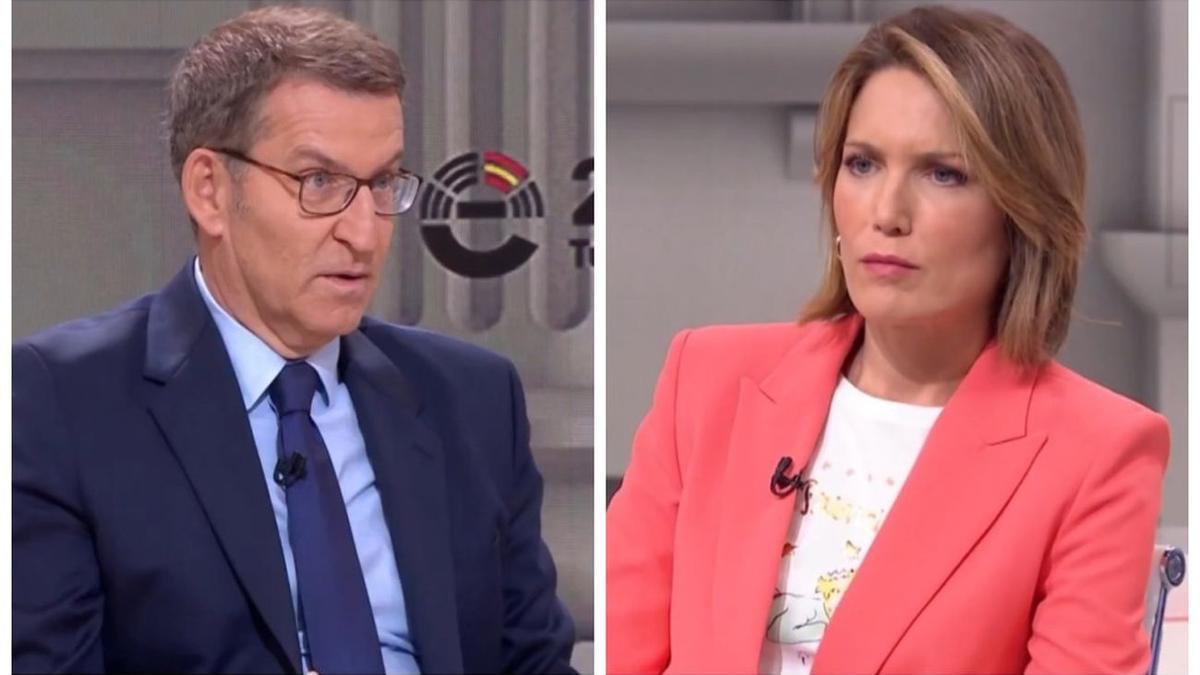 Alberto Núñez Feijóo y Silvia Intxaurrondo, durante la famosa entrevista.