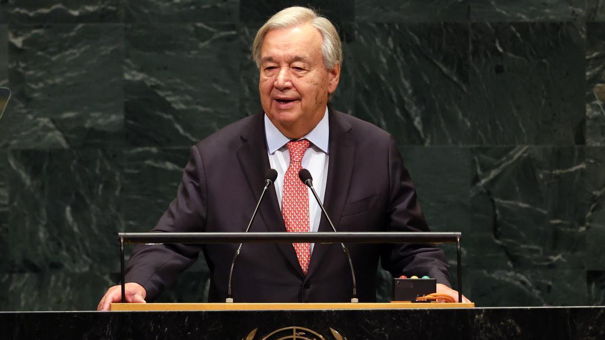 El secretario general, António Guterres, durante su intervención en la 81ª Asamblea General de la ONU.