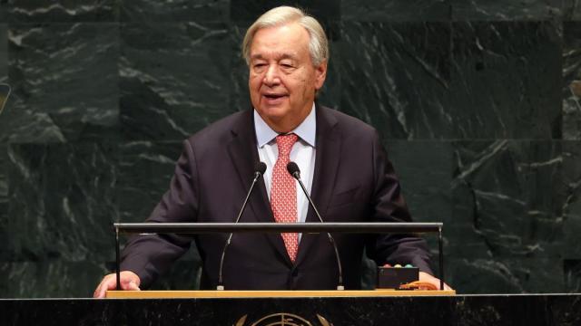 El secretario general, António Guterres, durante su intervención en la 81ª Asamblea General de la ONU.