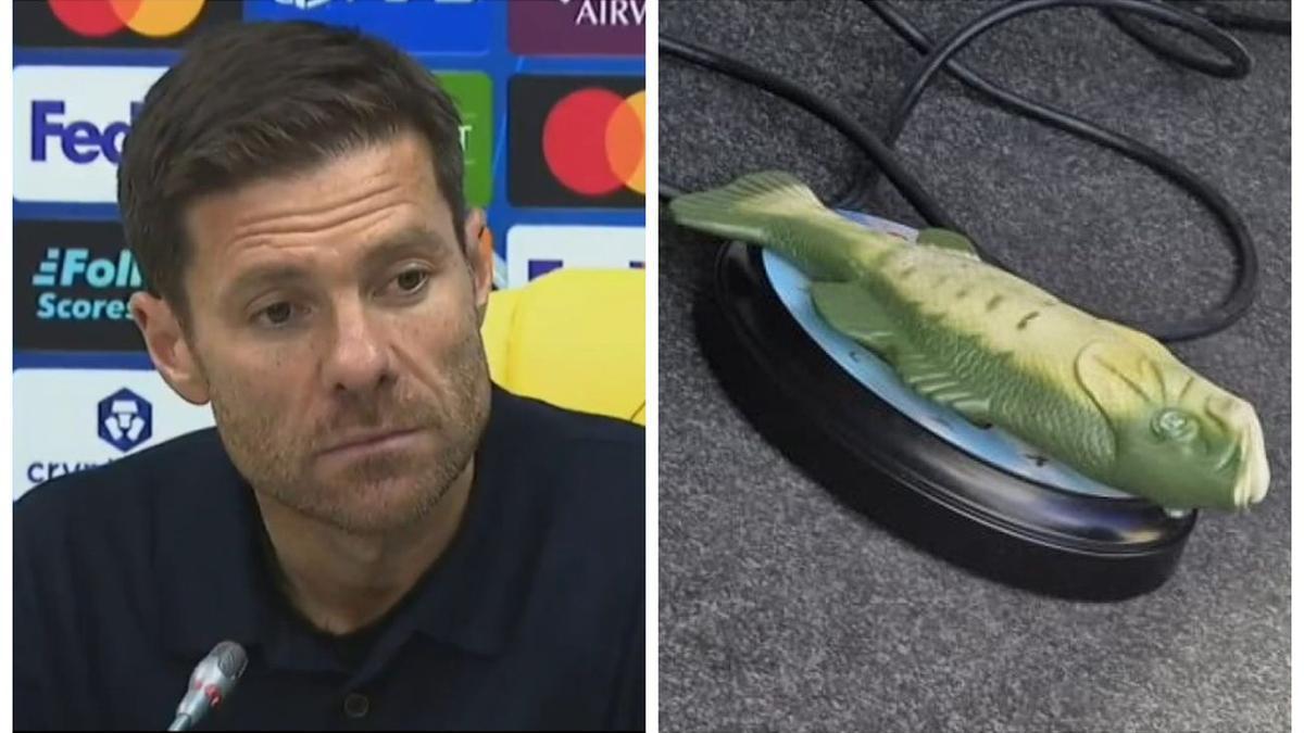 Xabi Alonso y el pez altavoz que le regalaron.
