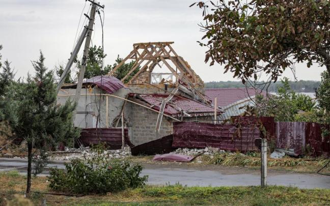 Imagen de un ataque ruso en Jersón. Imagen de un ataque ruso en Jersón.