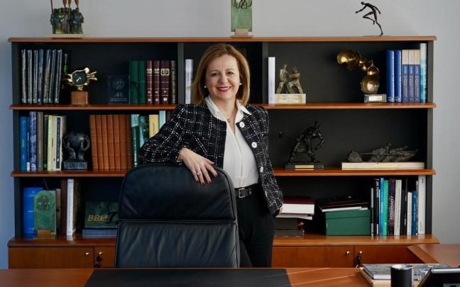 Tamara Yagüe, la presidenta de Confebask, en su despacho de la sede de la patronal en Bilbao.