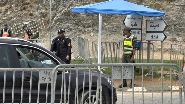Puesto de control establecido en la salida de Castillejos hacia Ceuta.