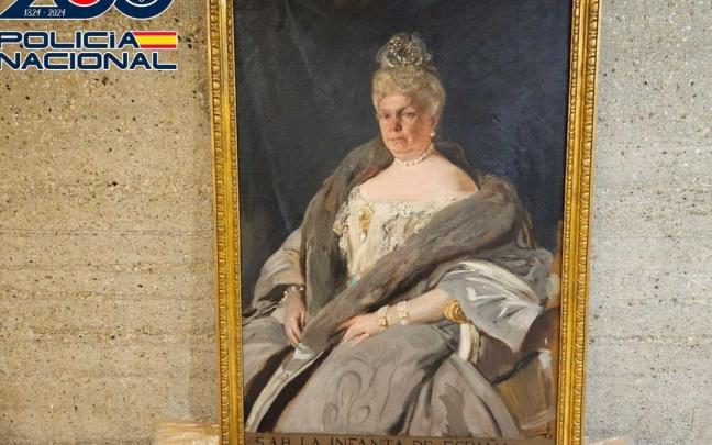 La pintura principal es un retrato de Isabel de Borbón y Borbón 'La Chata', hija de Isabel II.