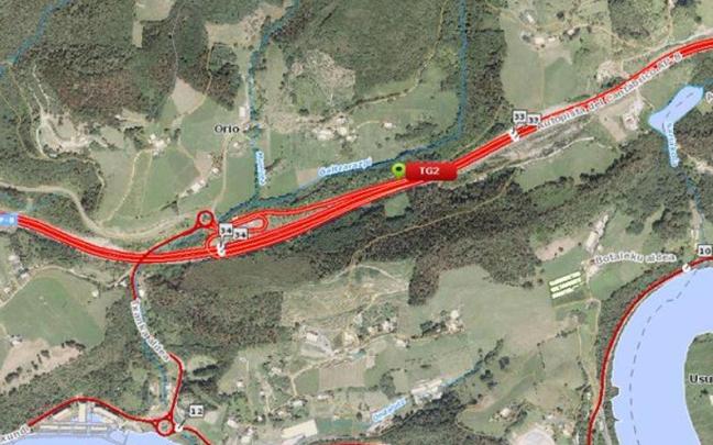 Zona donde ha tenido lugar el accidente en Orio Zona donde ha tenido lugar el accidente en Orio