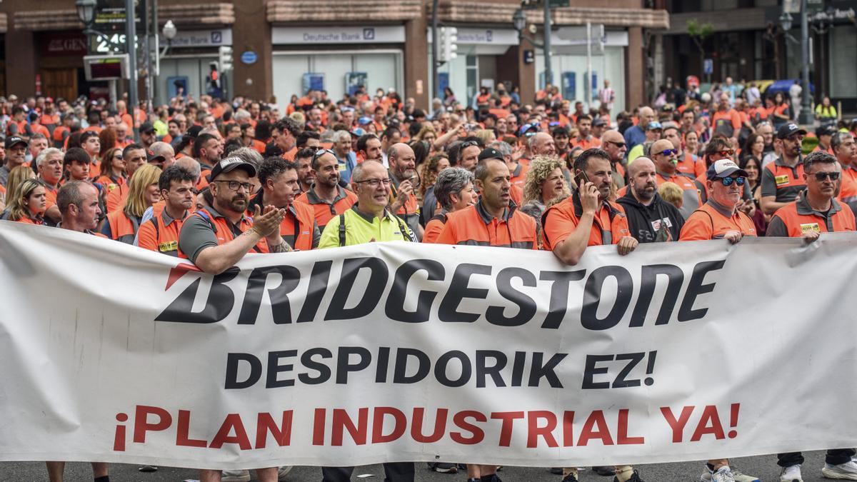 Trabajadores de Bridgestone en Bilbao.