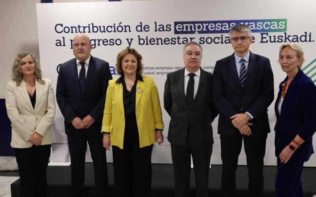 Los responsables de Confebask, en la presentación del informe.