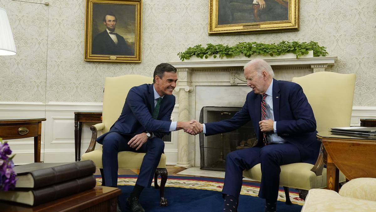 Pedro Sánchez y Joe Biden durante un encuentro en la Casa Blanca.