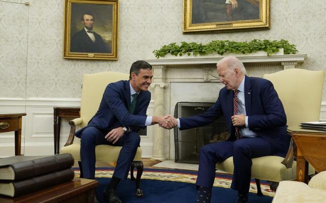 Pedro Sánchez y Joe Biden durante un encuentro en la Casa Blanca.