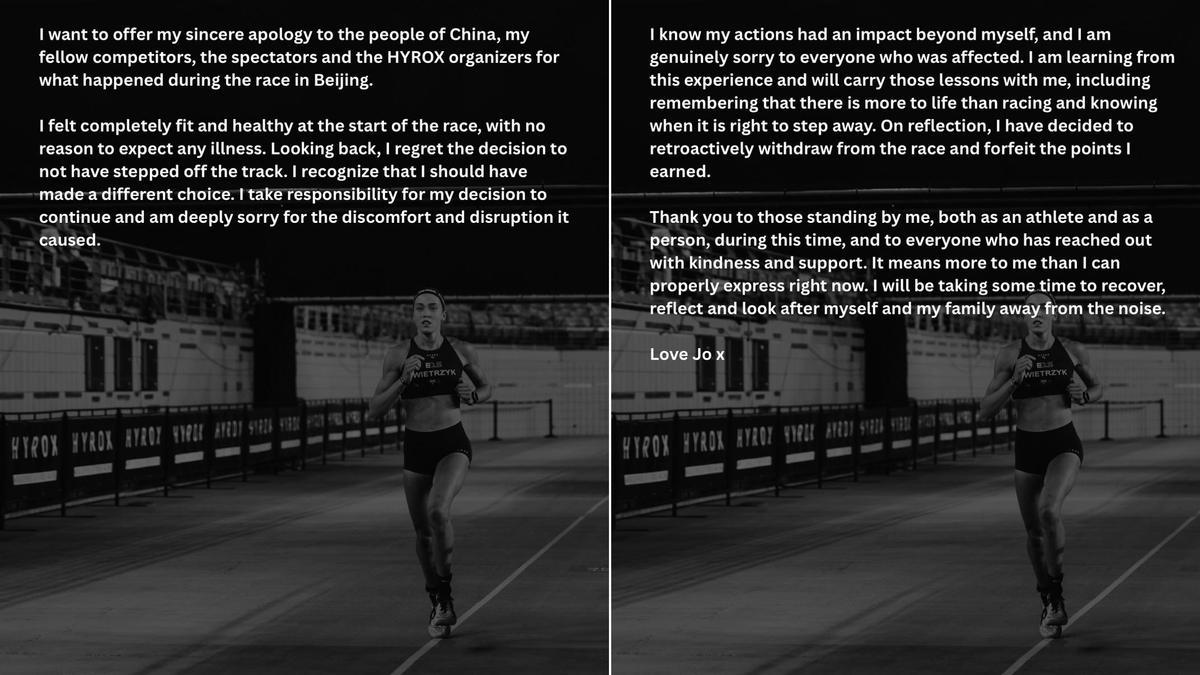 La atleta ha pedido disculpas públicamente.