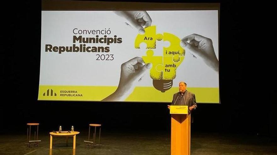 El líder de ERC, Oriol Junqueras, en la Convenció de Municipis Republicans.