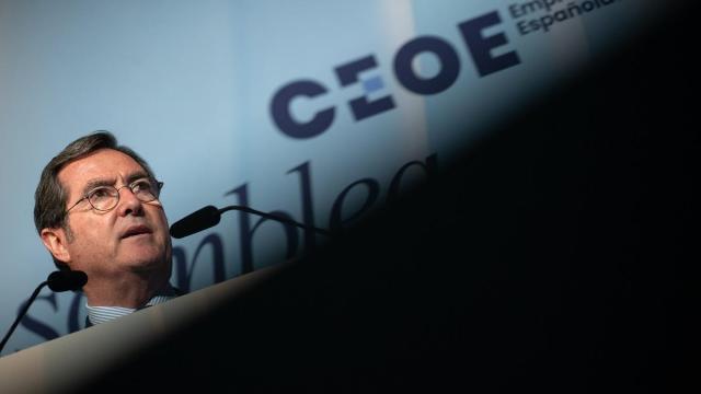 El presidente de la CEOE, Antonio Garamendi, durante la celebración de la Asamblea General 2026