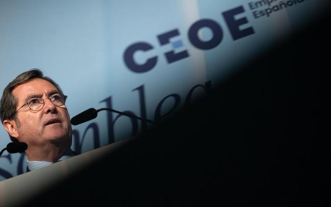 El presidente de la CEOE, Antonio Garamendi, durante la celebración de la Asamblea General 2026