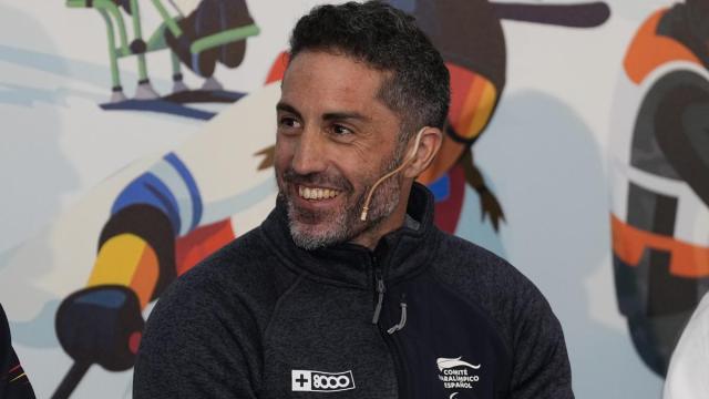 El atleta vizcaíno Higinio Rivero, durante la despedida de los deportistas paralímpicos para Milán-Cortina 2026.