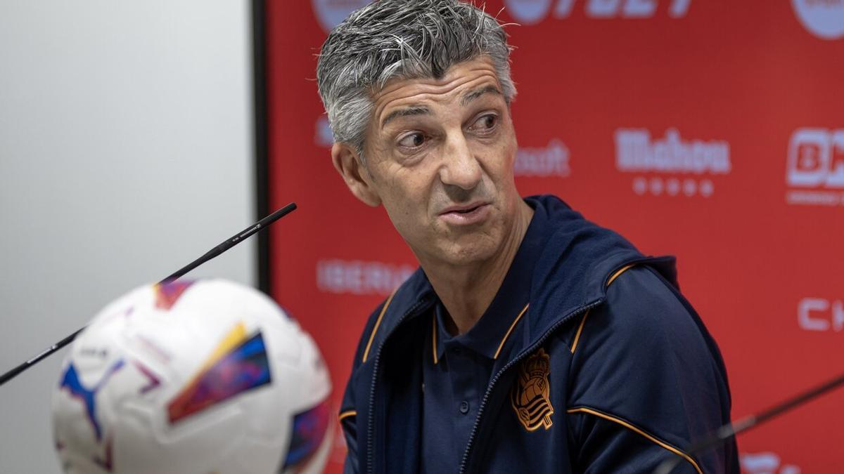 Imanol Alguacil, en la rueda de prensa celebrada en Monterrey. / MIGUEL SIERRA