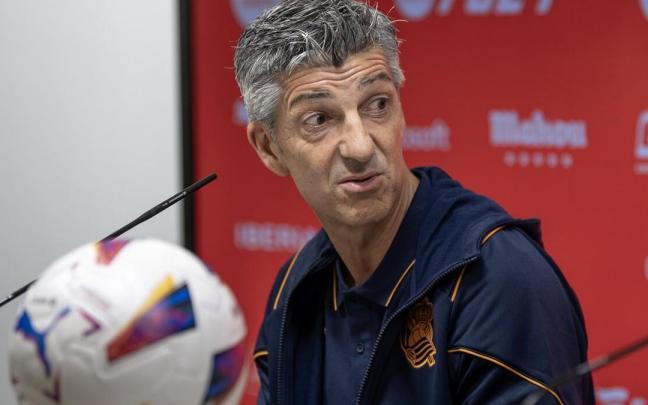 Imanol Alguacil, en la rueda de prensa celebrada en Monterrey. / MIGUEL SIERRA