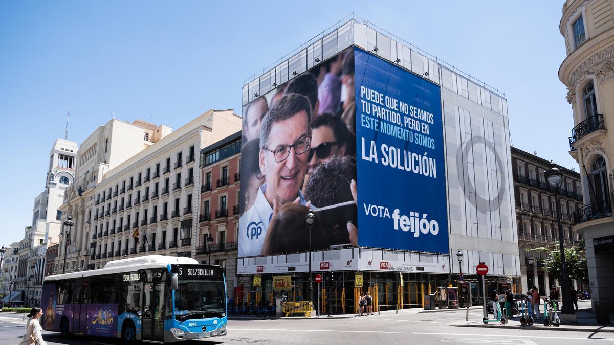 La última lona desplegada por el PP en Madrid.