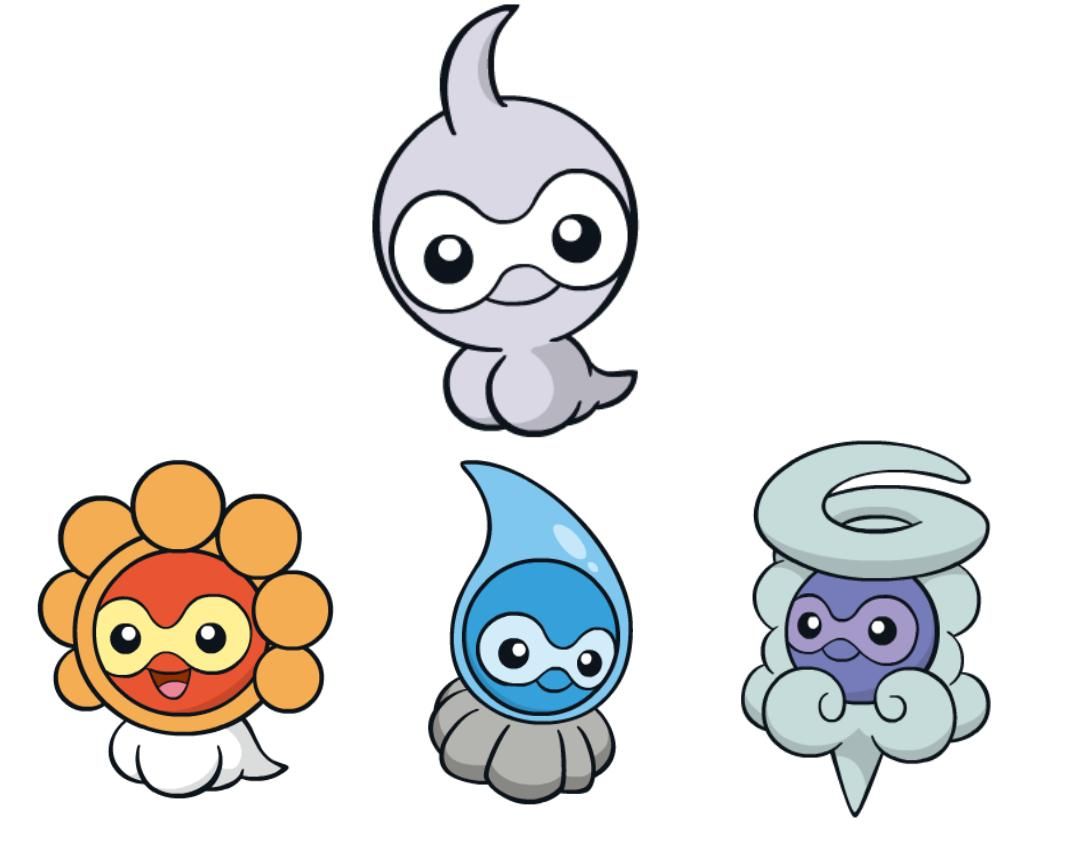 Castform es el Pokémon meteorológico por excelencia gracias a su habilidad única (predicción) que le permite alterar su forma física y su tipo elemental de acuerdo con el tiempo atmosférico.