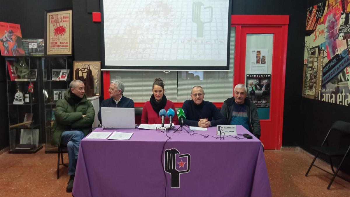 Rueda de prensa celebrada por Martxoak 3 este martes.