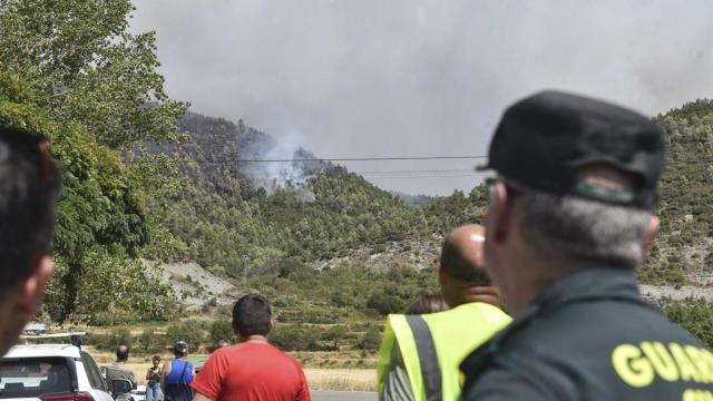 Imagen del incendio en las Peñas de Riglos