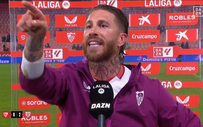 Sergio Ramos durante la entrevista post-partido / @DAZN_ES en X Sergio Ramos durante la entrevista post-partido