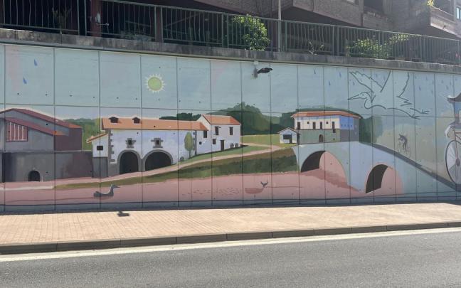 El mural creado por el artista beasaindarra Xabier Anunzibai.